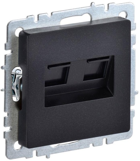 Розетка компьютерная двойн. СП RJ45 кат.5E BRITE РК10-2-БрЧ механизм черн. IEK BR-K20-1-K02