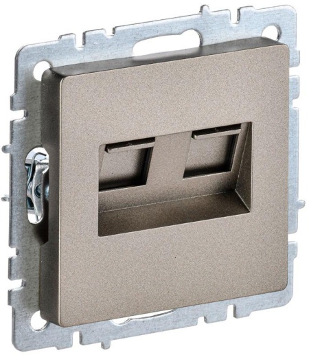 Розетка компьютерная двойн. СП RJ45 кат.5E BRITE РК10-2-БрШ механизм шампань IEK BR-K20-1-K37