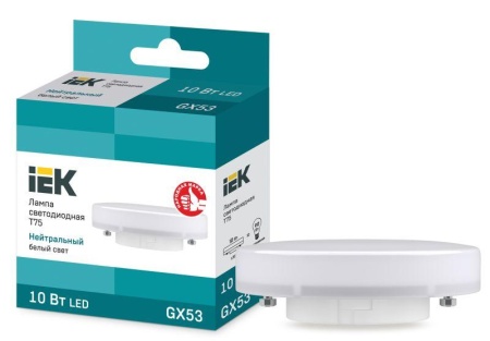 Лампа светодиодная 10Вт T75 таблетка 4000К нейтр. бел. GX53 230В IEK LLE-T80-10-230-40-GX53