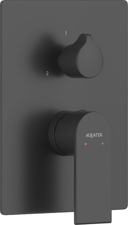 Встраиваемый смеситель для душа и ванны AQUATEK Лира AQ1447MB С ВНУТРЕННЕЙ ЧАСТЬЮ, 3 режима,  матовый черный