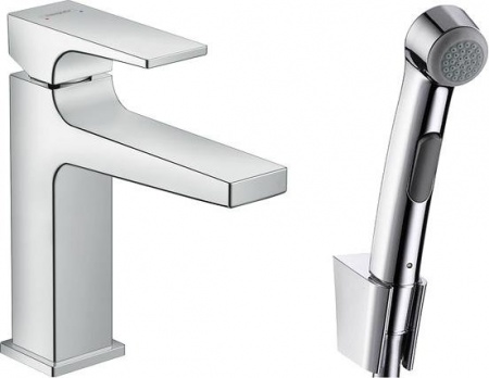 Смеситель Hansgrohe Metropol 32522000 для раковины с гигиеническим душем, с донным клапаном Push-Open