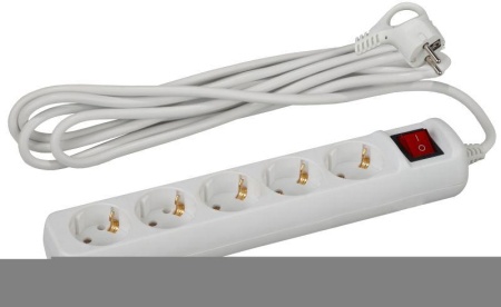 Удлинитель 5х1.5м с заземл. 10А IP20 UX-5es-1.5m ПВС 3х0.75 с выкл. Эра Б0035756