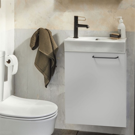 Тумба для комплекта Jacob Delafon Odeon Rive Gauche 50 L белый глянец, ручка черная
