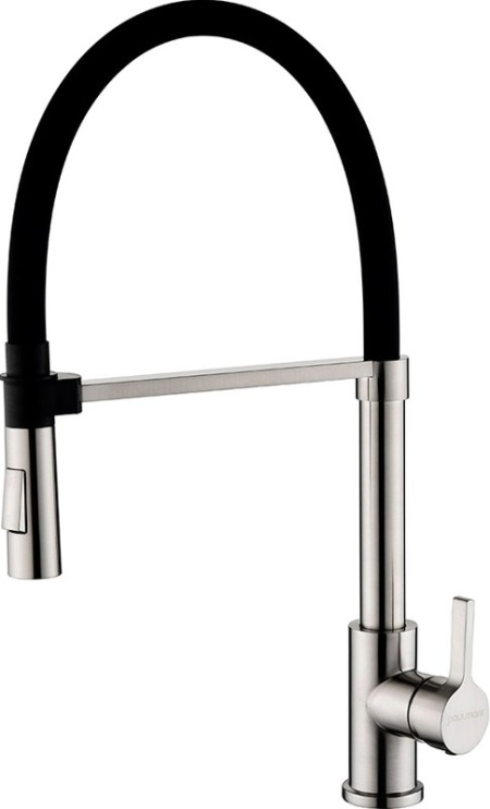 Смеситель для кухни Paulmark Halt Ha214021-BS с гибким изливом, брашированная сталь