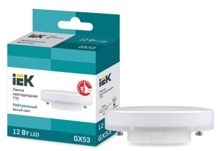 Лампа светодиодная 12Вт T75 таблетка 4000К нейтр. бел. GX53 230В IEK LLE-T80-12-230-40-GX53