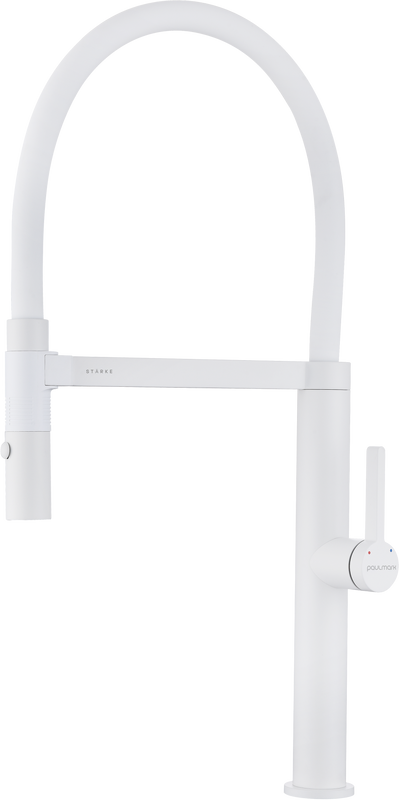 Смеситель для кухни Paulmark Leader Le214101-WH с гибким изливом, матовый белый