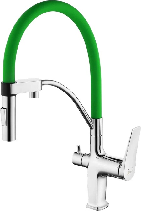 Смеситель для кухни Lemark Comfort LM3074C-Green хром/зеленый