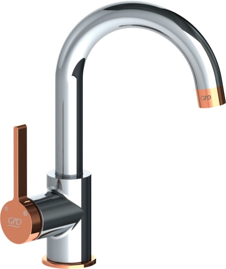 Смеситель для раковины GPD Gildo MTL165-K-R хром розовое золото