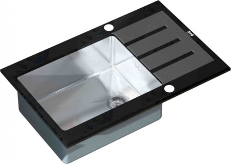 Мойка кухонная Zorg Inox Glass GL-7851-BLACK черное стекло